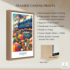 Kumasi Ghana Market Day Wall Art — framed canvas float frame details quality