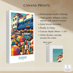 Kumasi Ghana Market Day Wall Art — canvas print stretched cotton canvas details
