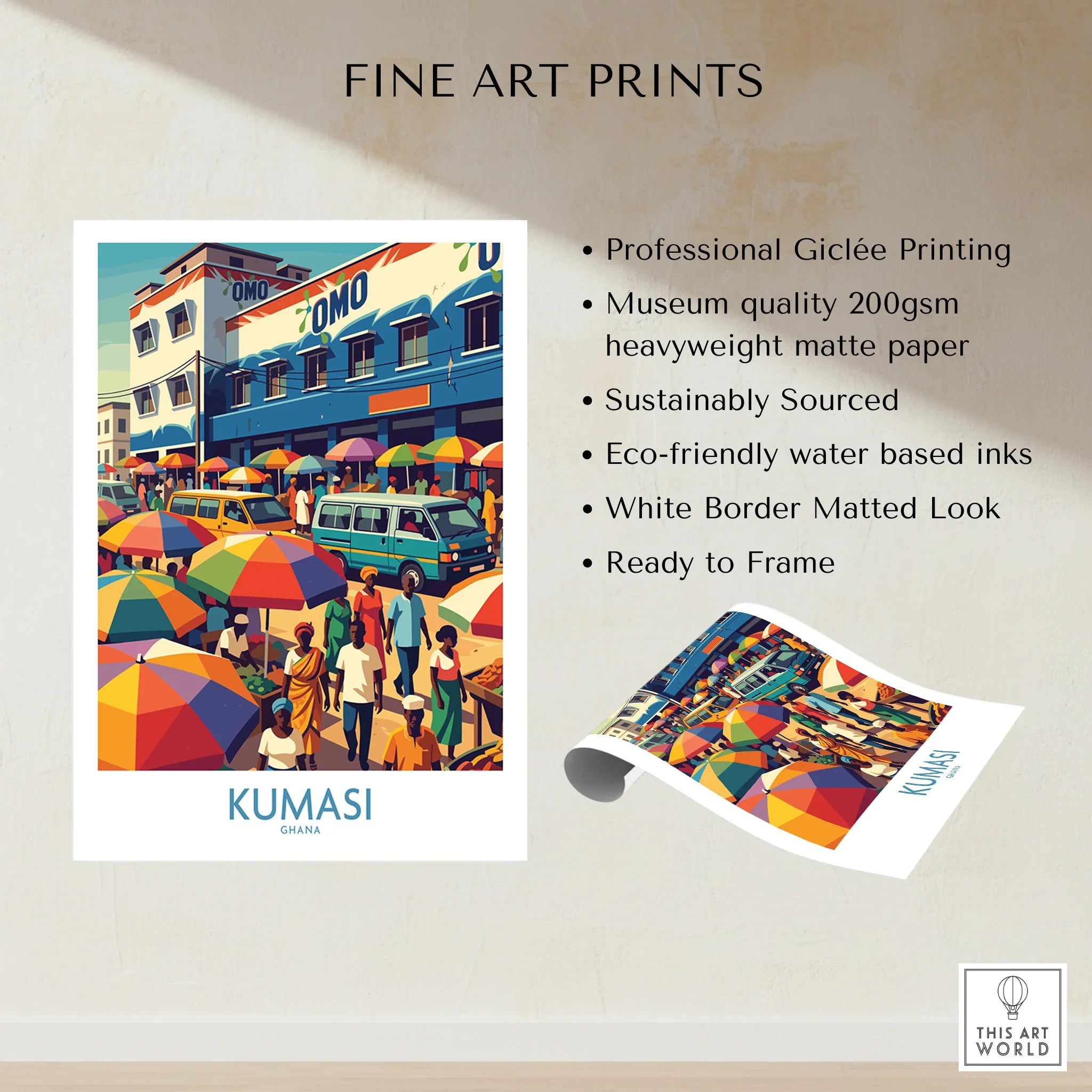 Kumasi Ghana Market Day Wall Art — fine art print unframed quality details