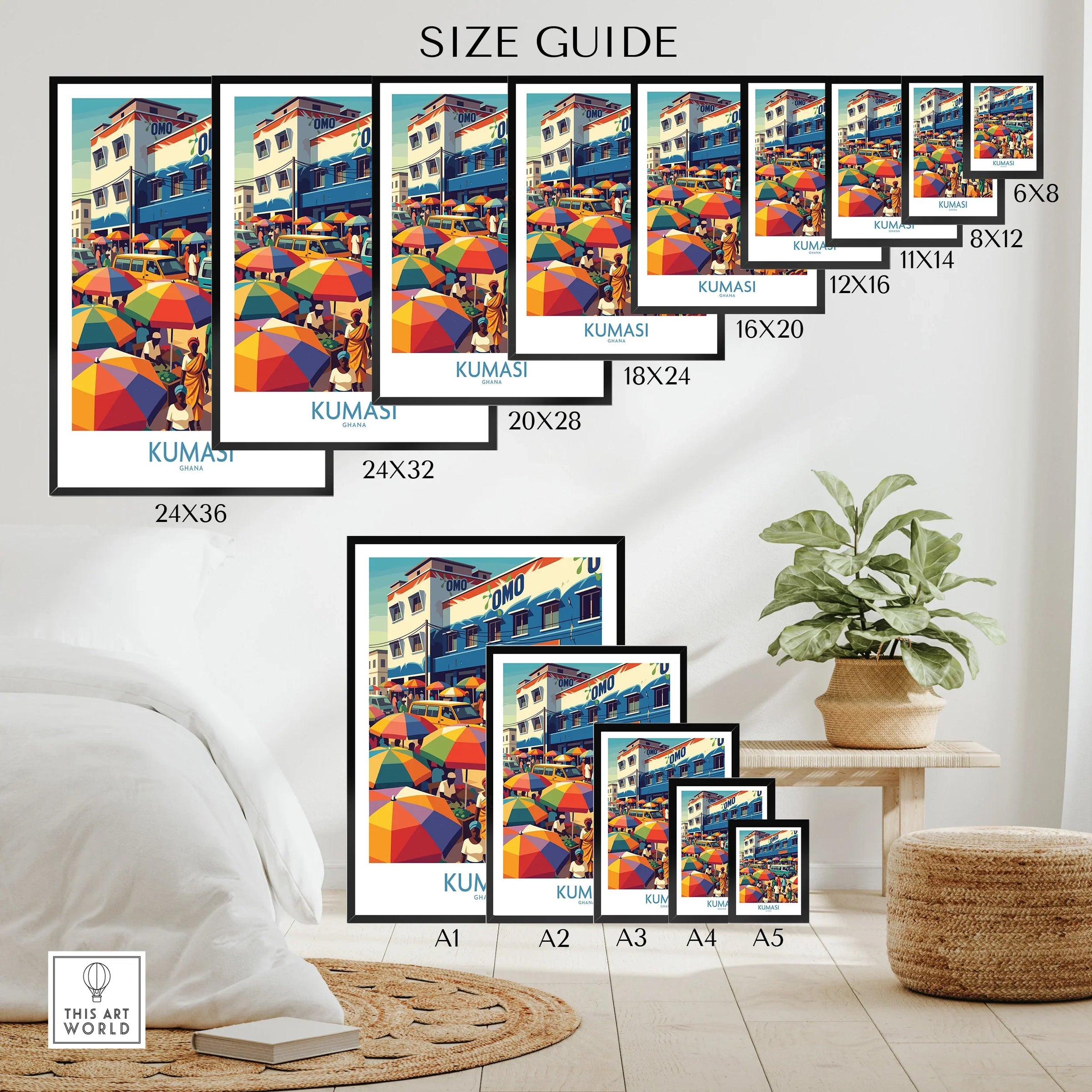 Kumasi Ghana Market Day Wall Art — wall art poster size guide thisartworld