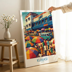 Kumasi Ghana Market Day Wall Art — canvas print mirror edge hand holding room setting