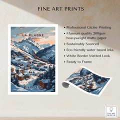 La Plagne Ski Poster showcasing breathtaking slopes and winter landscapes in vibrant colors.