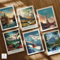 La Plagne Ski - Wall Art Print collection featuring Venice, Singapore, Paris, The Highlands, Sri Lanka.