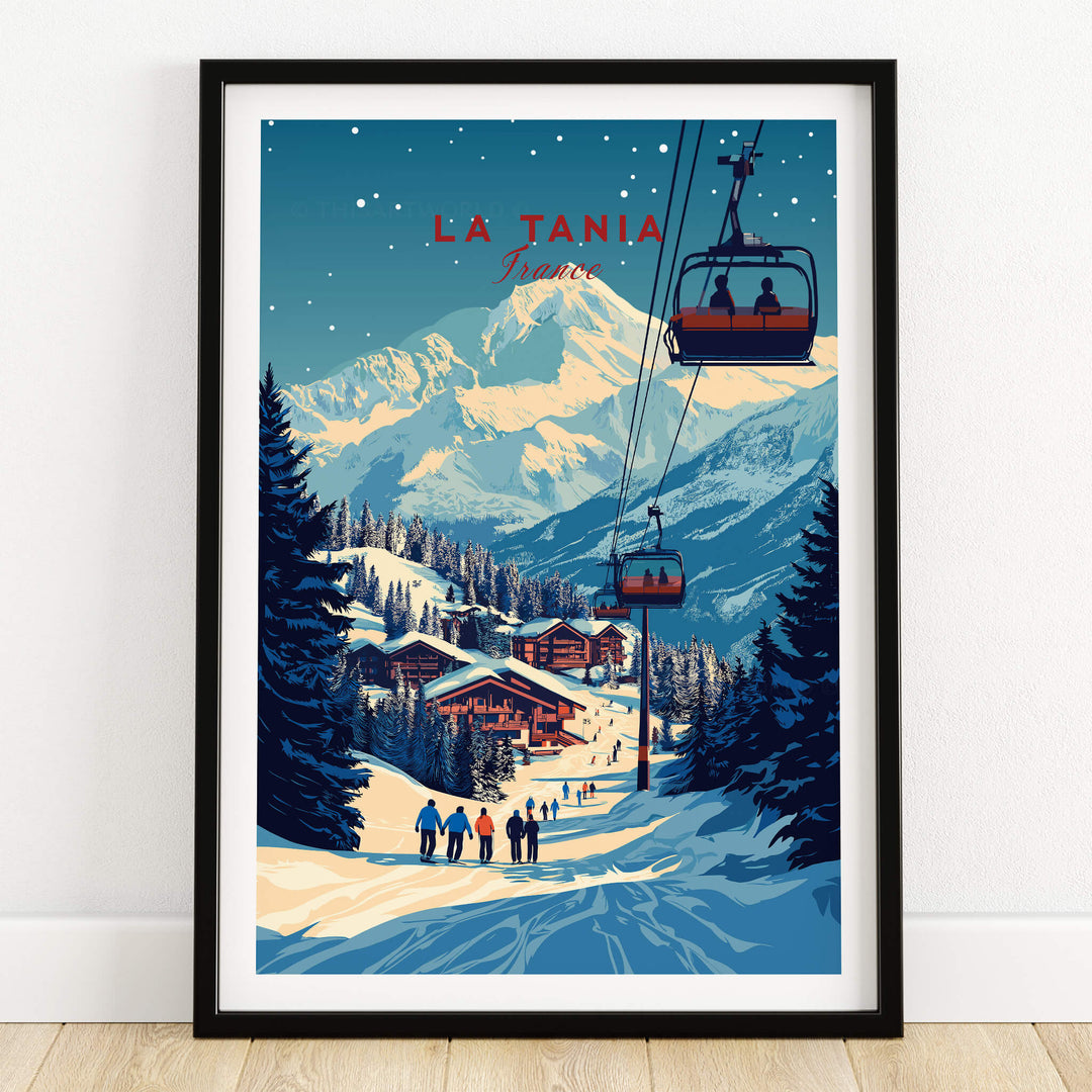 La Tania Wall Art Ski Print featuring a ski lift and alpine scenery in La Tania, France.