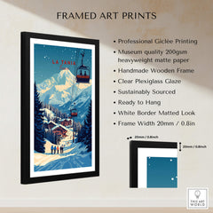 La Tania Wall Art Ski Print framed artwork featuring alpine scenery and ski slopes ready to hang.