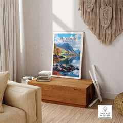 Lake District Travel Print showcasing stunning landscapes and tranquil views, perfect for home or office decor.