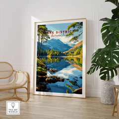 Lake District Wall Art depicting vibrant landscapes and reflections in a serene natural setting.