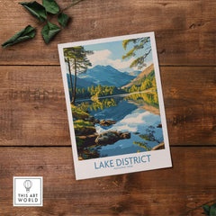 Lake District Wall Art Print England featuring scenic landscape and peaceful water reflections.