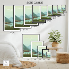 Lake District England travel poster in various sizes for home decor
