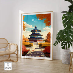 Stunning Beijing Print featuring the Temple of Heaven in vibrant colors, perfect for home decor and cultural gift.