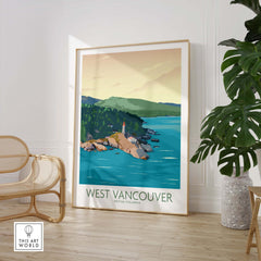 West Vancouver wall art print featuring a scenic lighthouse and lush nature in British Columbia.