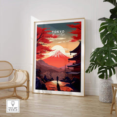 Tokyo Mount Fuji poster featuring vibrant colors and scenic view, perfect for home decor and travel lovers.