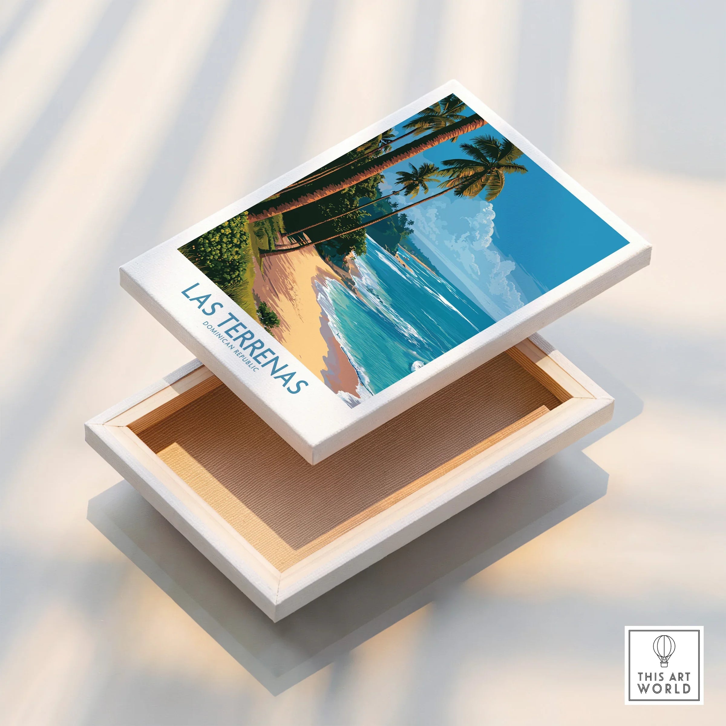 Las Terrenas beach travel poster print, Dominican Republic coastal art for home decor