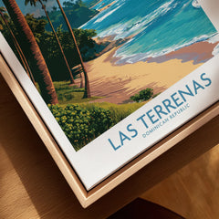 Las Terrenas Dominican Republic travel poster wall art with palm trees and beach scene