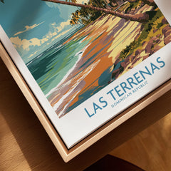 Las Terrenas travel poster print, Dominican Republic beach art for home decor