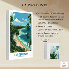Las Terrenas Dominican Republic travel poster canvas print with palm trees, beach, and ocean view