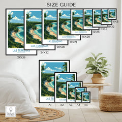 Las Terrenas travel poster size guide for tropical beach wall art, perfect for home decor
