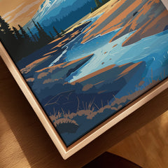 Closeup of Lassen Volcanic National Park print in natural wood floating frame