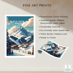 Lech Zürs am Arlberg Ski Print showcasing winter scenery and professional giclée quality.