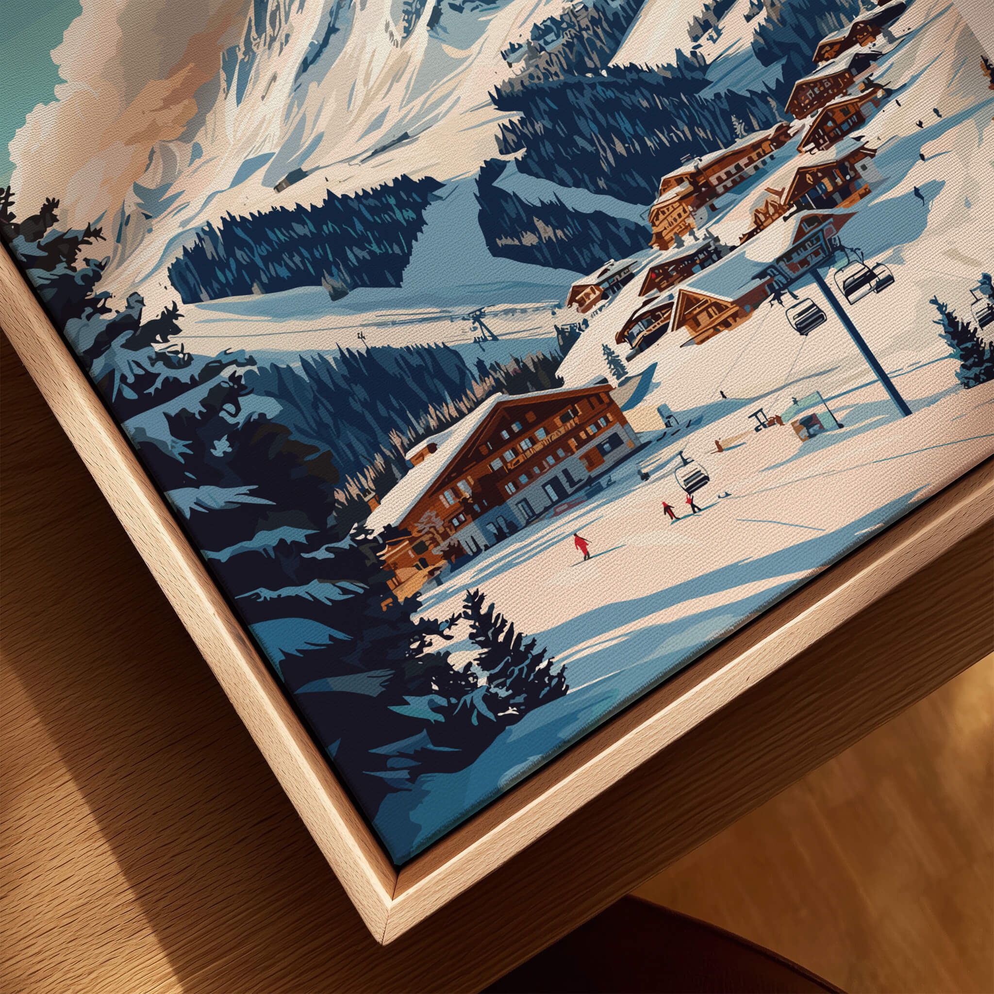 Lech Zürs am Arlberg Ski Print showcasing snowy slopes and alpine views, perfect for ski enthusiasts.