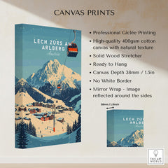 Lech Zürs am Arlberg Ski Wall Art Print showcasing professional Giclée printing and vibrant ski scene.