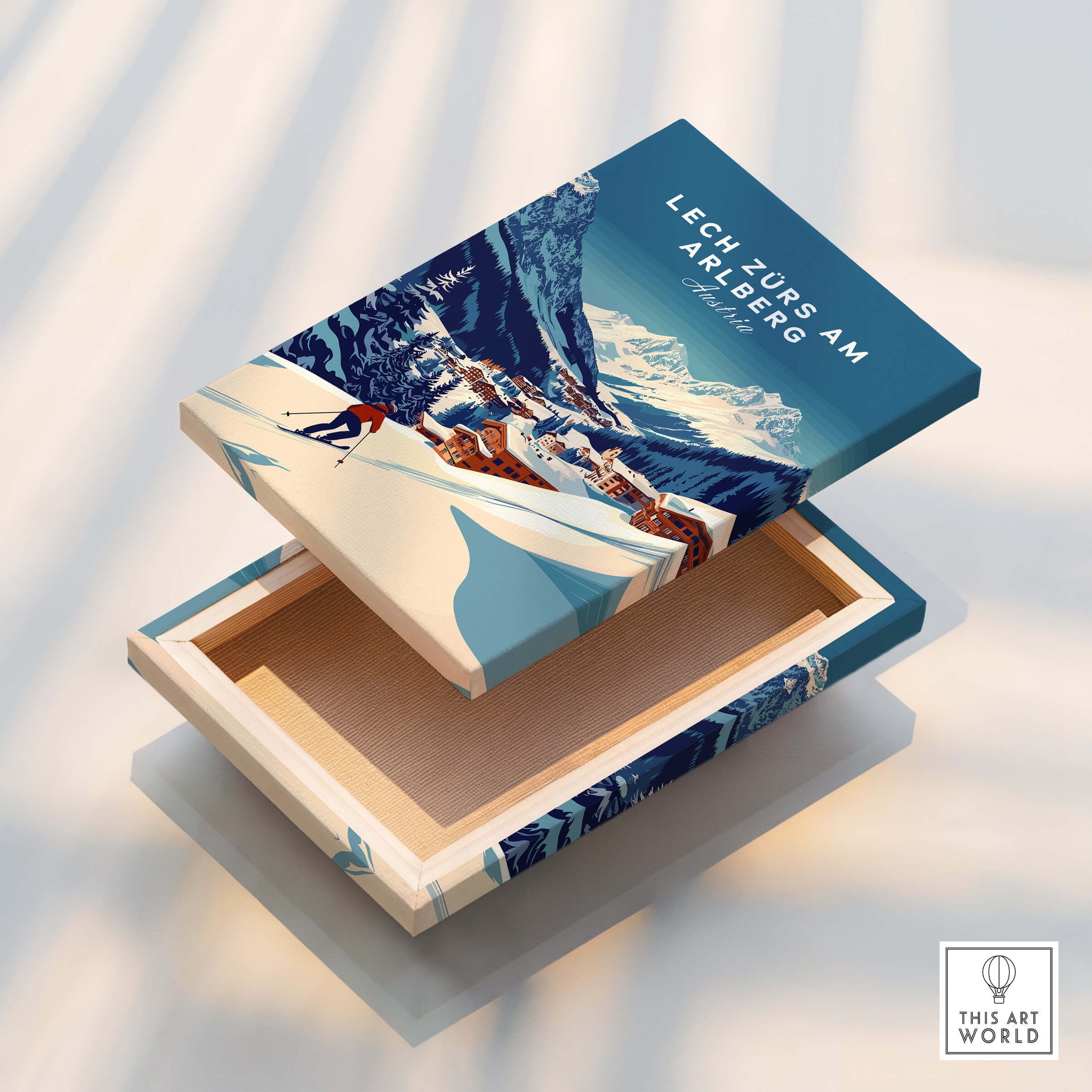 Lech Zürs am Arlberg Print Austria decorative box showcasing stunning ski landscape.