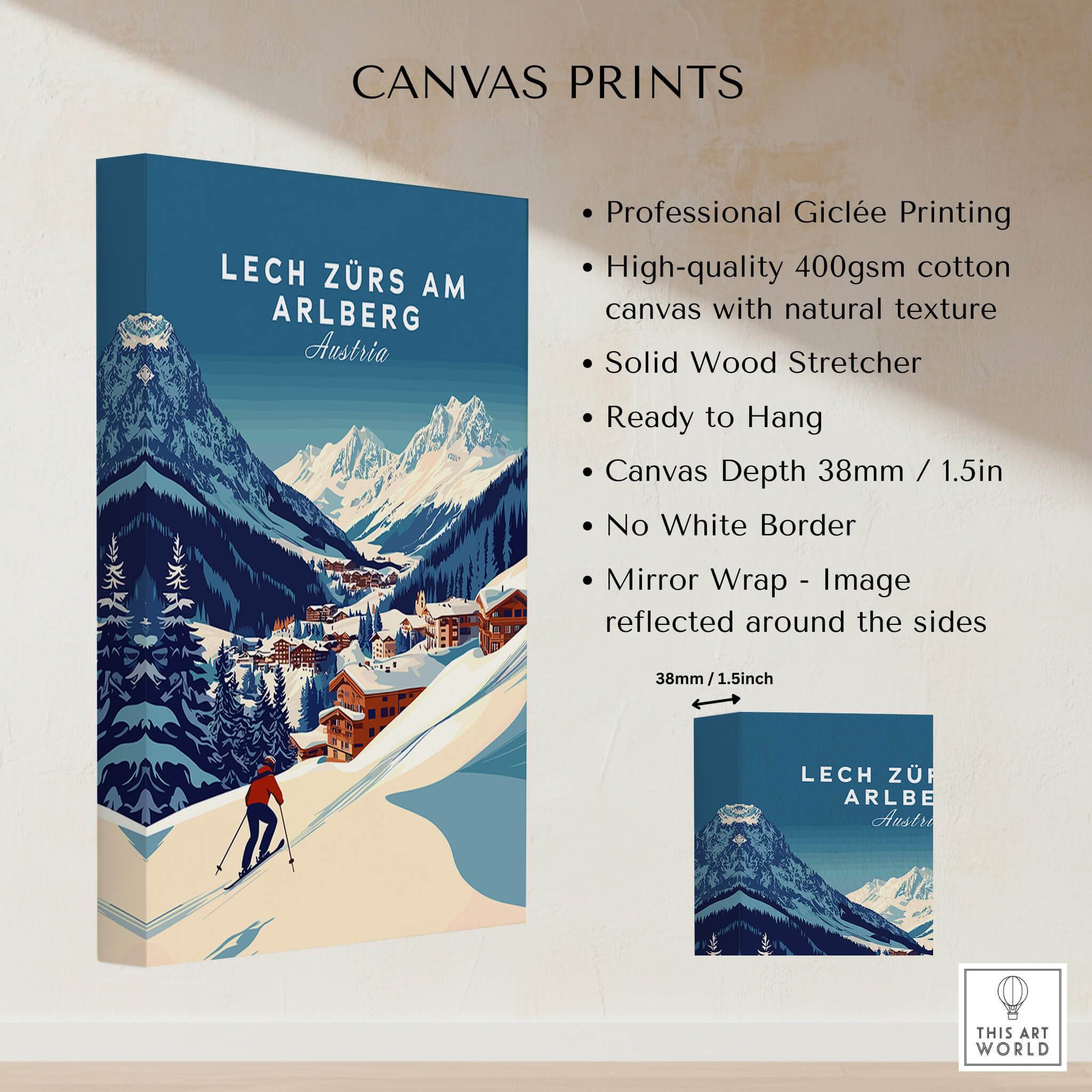 Lech Zürs am Arlberg Print Austria showcasing stunning ski landscapes and professional giclée printing.