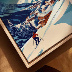 Lech Zürs am Arlberg Print Austria showcasing a skier navigating picturesque snow-covered slopes.