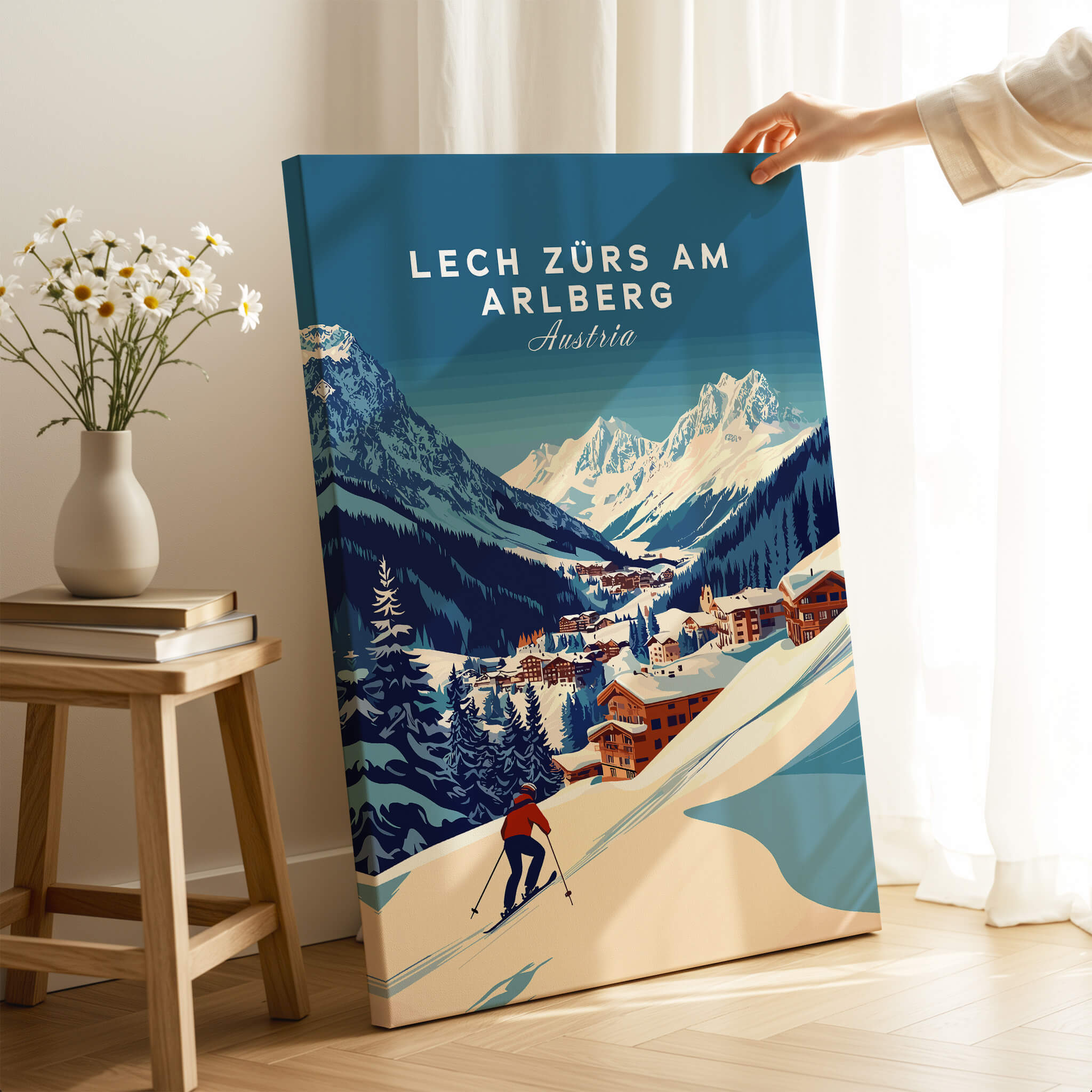 Lech Zürs am Arlberg Print Austria showcasing a skier in picturesque landscapes of Austria.