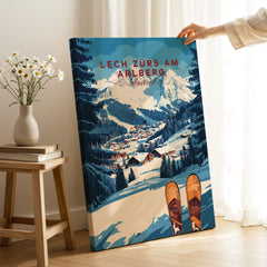 Lech Zürs am Arlberg Ski Wall Art Ski Print showcasing a stunning winter landscape and skiing imagery.