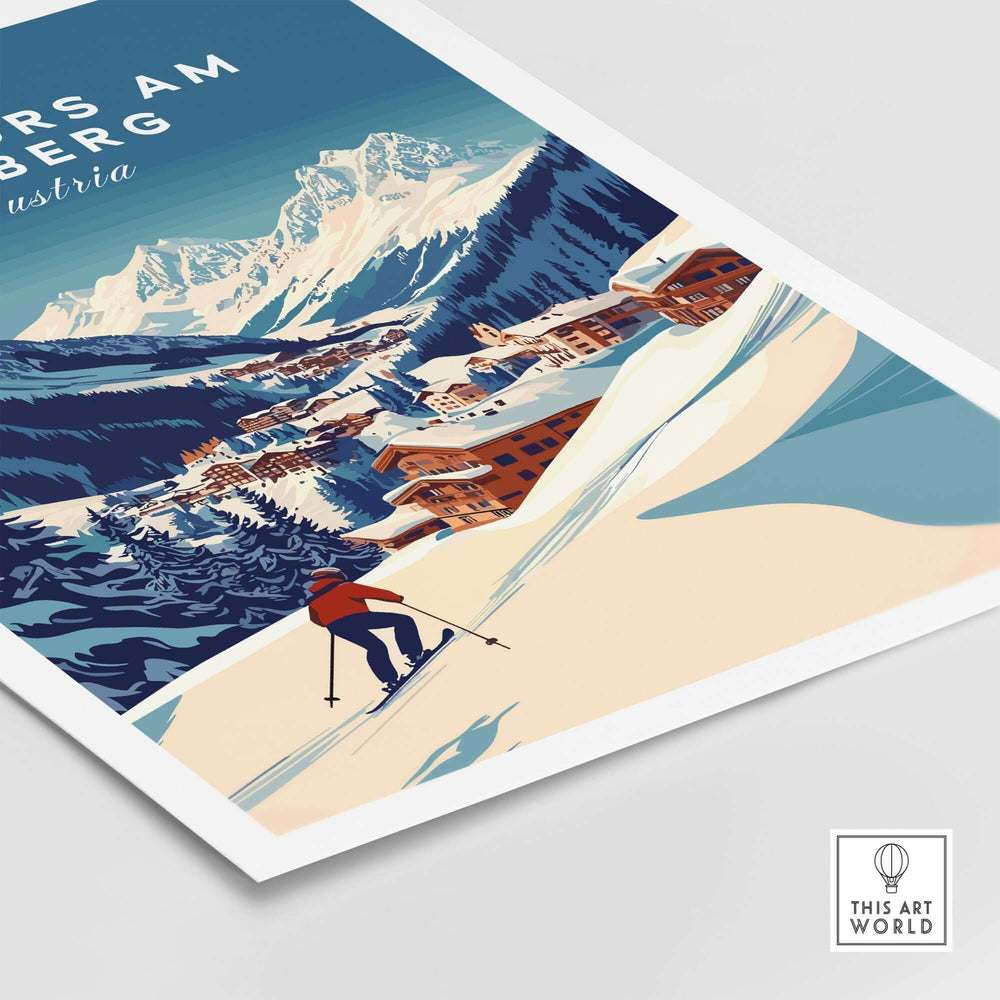 Lech Zürs am Arlberg print showcasing picturesque ski landscapes in Austria, perfect for ski enthusiasts' home decor.