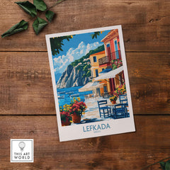 Lefkada Greece Poster showcasing the vibrant streets and views of Lefkada, Greece, perfect for home decor.