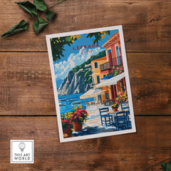 Lefkada Greece Wall Art showcasing vibrant scenery of Lefkada Town with colorful buildings and serene coastal views.