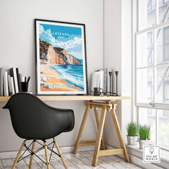 Lefkada Wall Art showcasing a serene beach scene, perfect for enhancing home decor and evoking wanderlust.