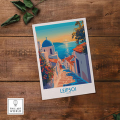 Leipsoi Greece Wall Art Print showcasing vibrant colors of the scenic island, perfect for art lovers and travelers.