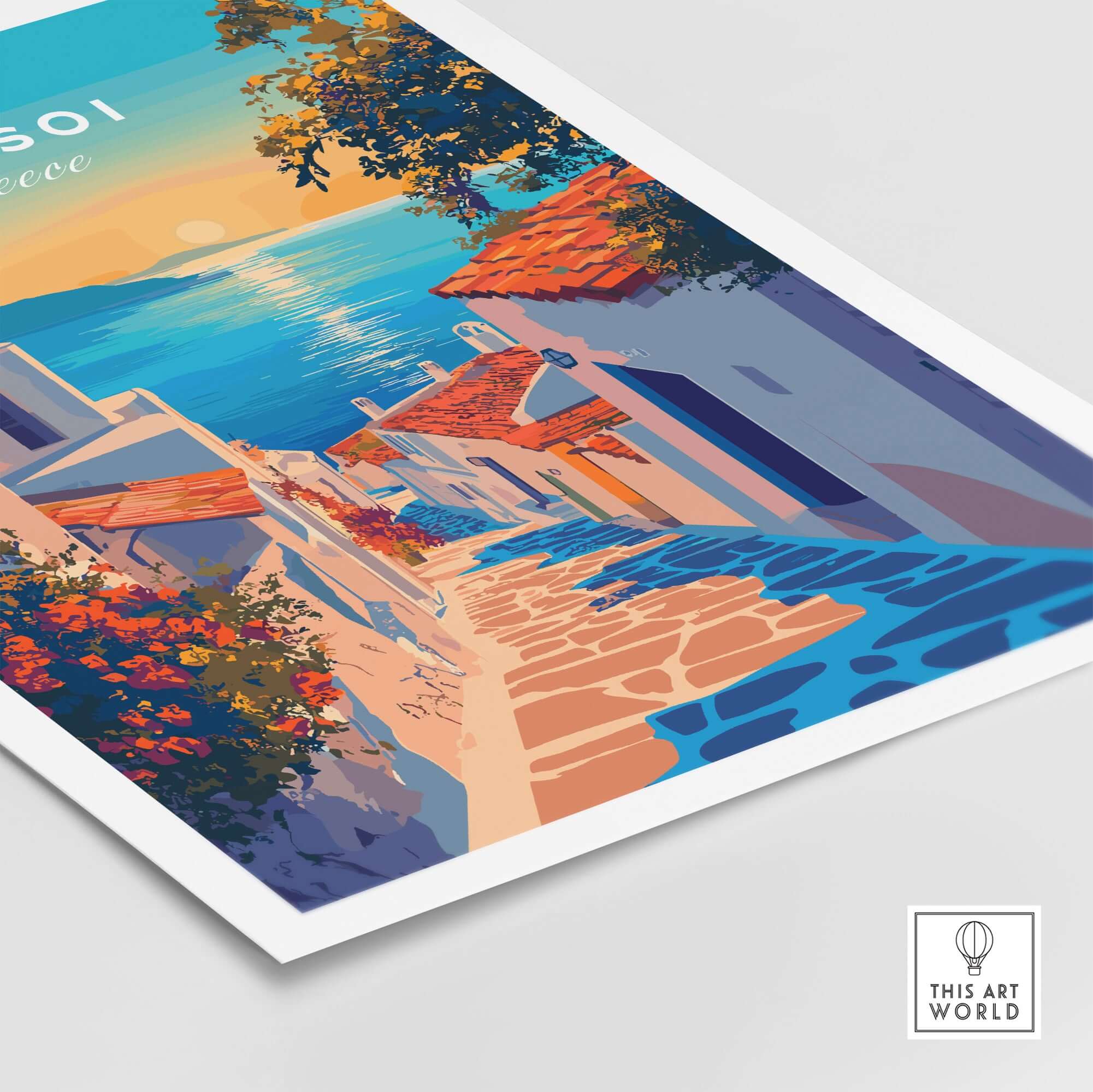 Leipsoi Wall Art Greece featuring vibrant coastal scenery and charming architecture.