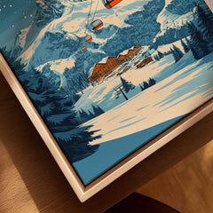 Les 2 Alpes Ski Print featuring a beautiful winter landscape with ski lifts and snow-covered mountains.