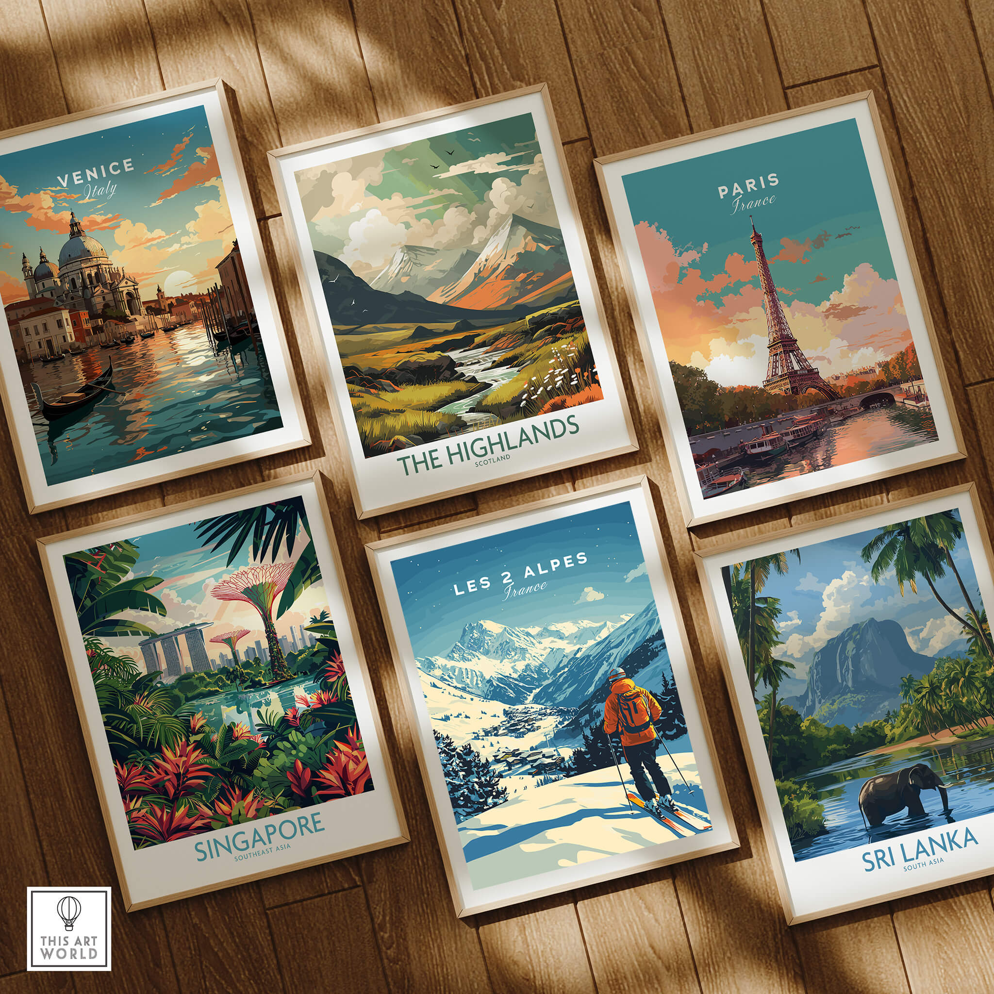 Les 2 Alpes Print France among other travel art prints, showcasing ski adventure scenery.