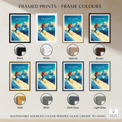 Les 2 Alpes Wall Art Ski Print available in various frame colors including black, white, natural, and brown.
