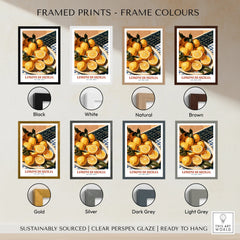 Sicilian Lemons Italian Kitchen Wall Art - framed print colour options