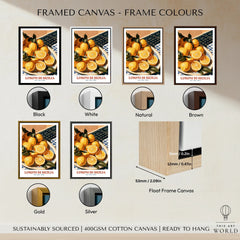 Sicilian Lemons Italian Kitchen Wall Art - framed canvas float frame colour options
