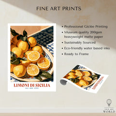 Sicilian Lemons Italian Kitchen Wall Art - fine art print unframed quality details