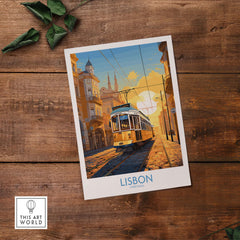 Lisbon Print with Tram Sunset