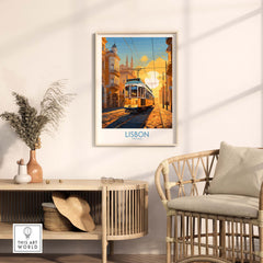 Lisbon Print with Tram Sunset