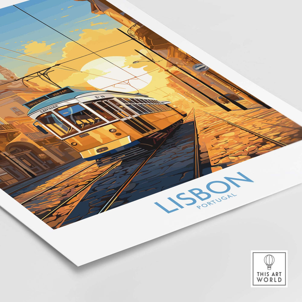 Lisbon Print with Tram Sunset