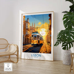 Lisbon Print with Tram Sunset