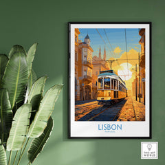 Lisbon Print with Tram Sunset