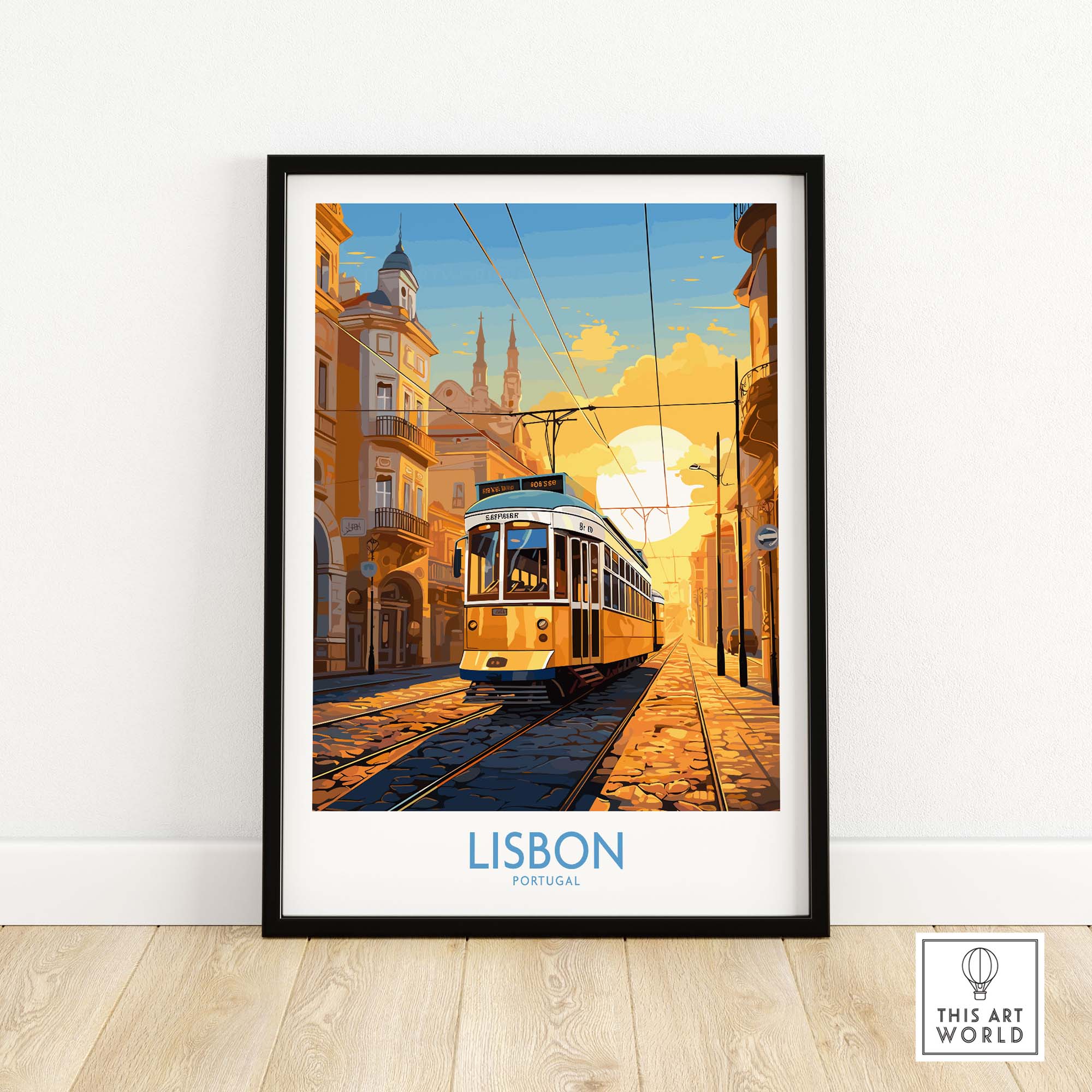 Lisbon Print with Tram Sunset