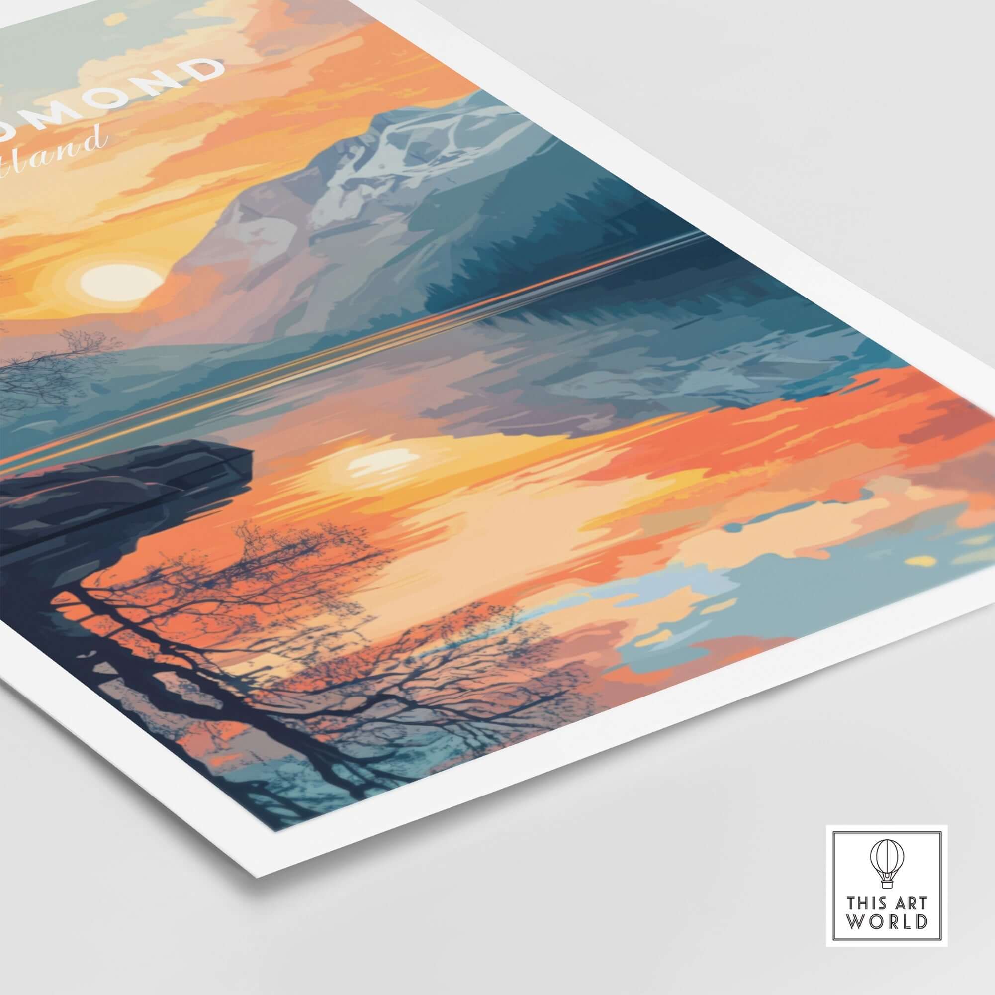 Loch Lomond Print showcasing vibrant colors and intricate details of Scotland's picturesque landscapes.
