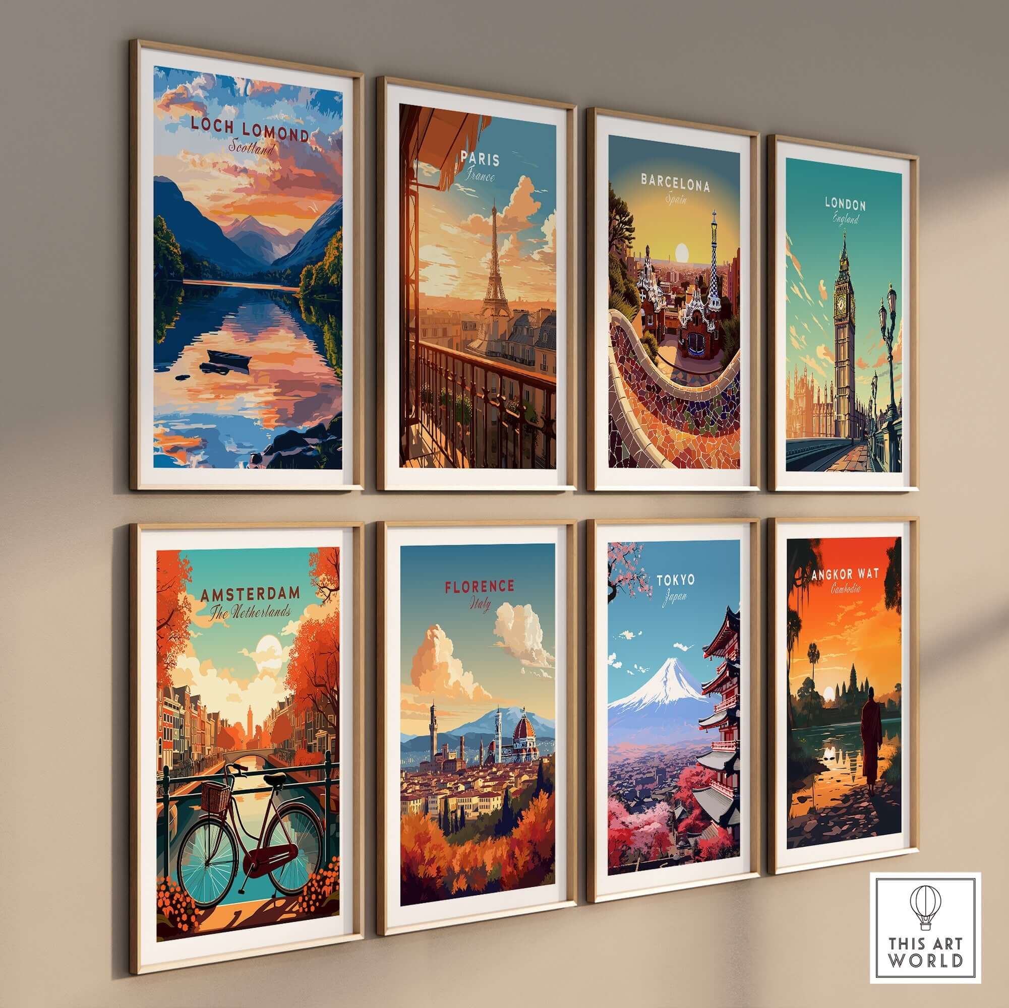 Loch Lomond Scotland Wall Art featuring stunning landscapes and serene blue waters on a gallery wall.
